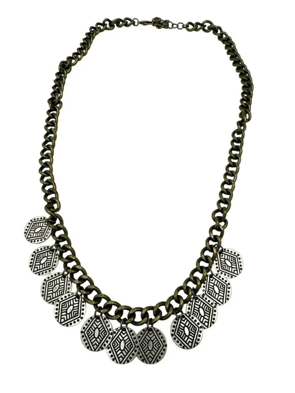 Medallion Necklace Statement Mandala Circles 27